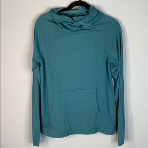 Toad&Co insect shield teal blue long sleeve hood L
